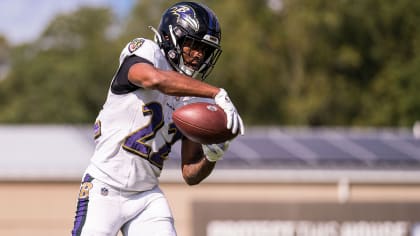 Baltimore Ravens cornerback Rock Ya-Sin (23) looks on during pre