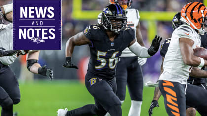 Baltimore Ravens linebacker Josh Bynes (56) walks off the field