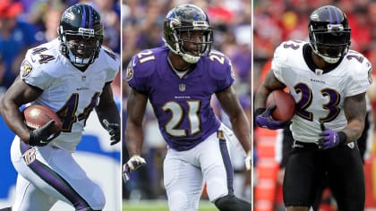 Baltimore Ravens running back Willis McGahee carries the ball during the  NFL football team's training camp, Friday, July 31, 2009, in Westminster,  Md. (AP Photo/Rob Carr Stock Photo - Alamy