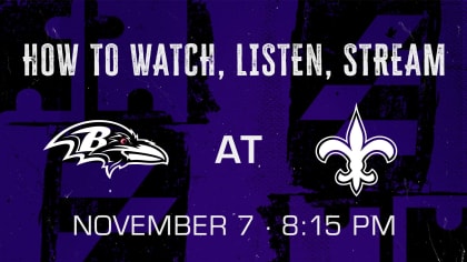 How to Watch, Listen, Live Stream Ravens vs. Saints Week 9 2022
