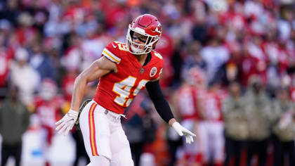 Kansas City Chiefs safety Daniel Sorensen (49) celebrates an interception  with Kansas City Chie …