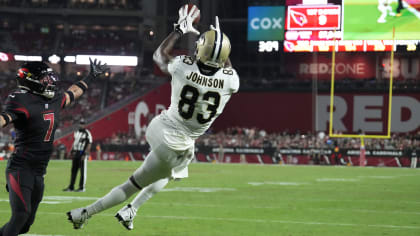 New Orleans Saints tight end Juwan Johnson (83) runs during an NFL