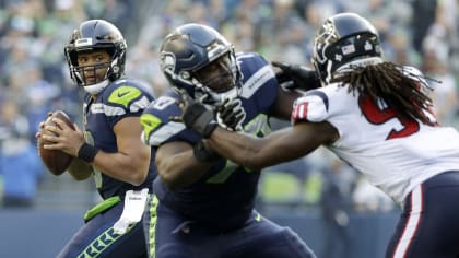 Seattle Seahawks fullback Tre Madden (38) runs for a 66-yard gain after  catching a short pass in the third quarter against the Houston Texans at  CenturyLink Field in Seattle, Washington on October