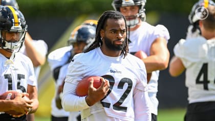 Pittsburgh Steelers' Cody White (15) is hit after making a catch during the  second half of a pre-season NFL football game against the Philadelphia  Eagles, Thursday, Aug. 12, 2021, in Philadelphia. (AP