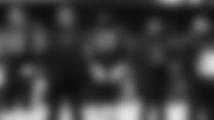 Dieter Eiselen, Teven Jenkins, Ja'Tyre Carter, Mike Wiley Jr. and offensive line coach Chris Morgan
