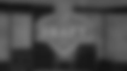 A general view of the 2021 NFL Draft logo, Tuesday, April 27, 2021, in Cleveland. The 2021 NFL Draft will be held April 29-May 1. (AP Photo/Steve Luciano)