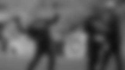 Andy Dalton in pre-game warmup at Wembley.