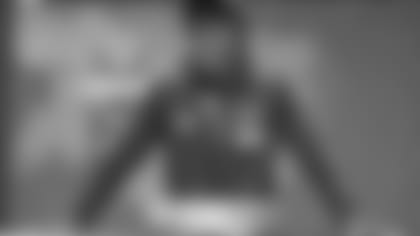 Clemson wide receiver Tee Higgins addresses the media during the 2020 NFL Scouting combine.