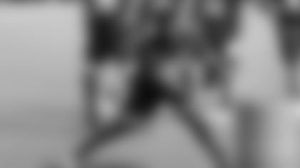 D.J. Reader, down almost 30 pounds to somewhere between 317-320, works the barrels at training camp this week.