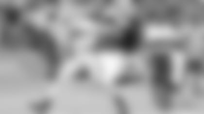 Running back Senorise Perry makes the catch of the day in the end zone during's Sunday's practice.