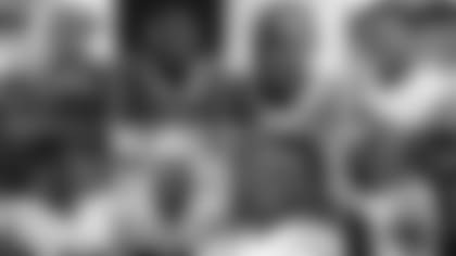 Players listed in order clockwise - Lorenzo Alexander (top left), Tre'Davious White, LeSean McCoy, Dion Dawkins, Jordan Poyer, Shaq Lawson, Micah Hyde and Zay Jones.