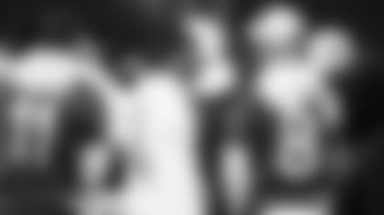 Stefon Diggs (14) performs in the Pro Bowl Skills Competition on Feb 2, 2022 at the Las Vegas Ball Park in Las Vegas, Nevada.  Photo by Ben Green