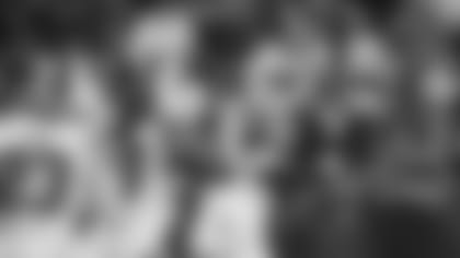 Greg Rousseau (50) interception. Buffalo Bills vs Kansas City Chiefs at GEHA Field at Arrowhead Stadium, October 10, 2021.   Photo by Bill Wippert