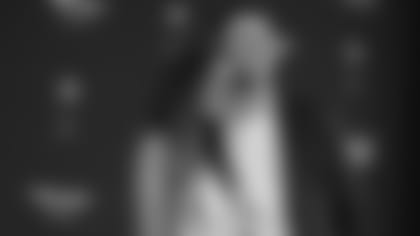 Buffalo Bills quarterback Josh Allen and Brittany Williams walk on on the red carpet during the 9th Annual NFL Honors on Saturday, Feb. 1, 2020, in Miami. (Perry Knotts via AP)