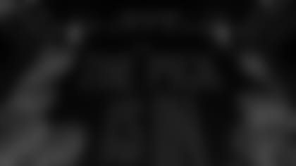 A general view of the draft stage in Buffalo Bills colors and logos during to the 2019 NFL football draft on Friday, April 26, 2019 in Nashville, Tenn. (Aaron M. Sprecher via AP)