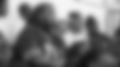 Dion Dawkins. Buffalo Bills take part in the Inspire Change Outreach Day at the Matt Urban Human Services Center on May 6, 2019. Photo by Sara Schmidle