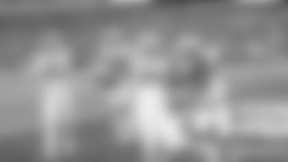 Taron Johnson (24) celebrates his 1st quarter interception with Micah Hyde (23), Levi Wallace (39), Tre'Davious White (27) and Jordan Poyer (21). Buffalo Bills vs New York Jets at MetLife Stadium, November 14, 2021.   Photo by Bill Wippert