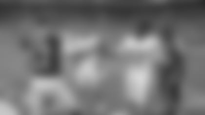 Josh Allen (17) at the coin toss. Buffalo Bills vs Miami Dolphins at Hard Rock Stadium, September 19, 2021. Photo by Bill Wippert