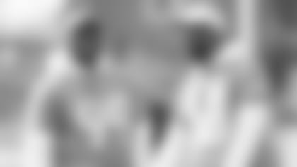 Von Miller talks with former Titans DL Jurrell Casey at the 2020 Pro Bowl.