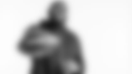 Georgia tackle Andrew Thomas poses for a portrait during the 2020 NFL Scouting Combine, Wednesday, Feb. 26, 2020 in Indianapolis. (Todd Rosenberg via AP)