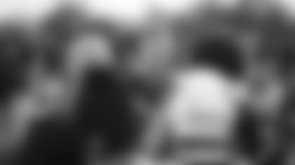 J.J. Watt addresses his teammates after his final NFL practice on Friday.