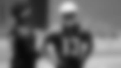 WR Christian Kirk (right) with QB Kyler Murray during an offseason practice.