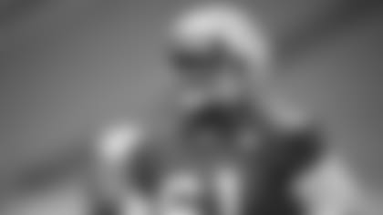 Center Rodney Hudson takes part in a training camp practice.