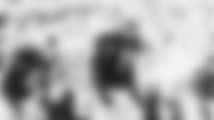 Tackle Josh Jones lines up for a play against the Jaguars last week.