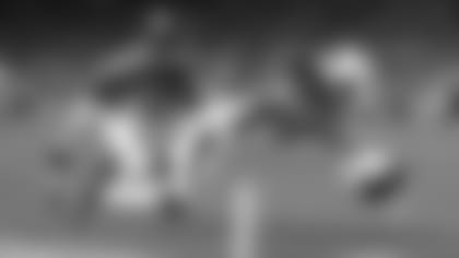 Wide receiver A.J. Richardson scores a touchdown against the Broncos during the preseason.