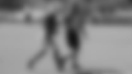 WR J.J. Nelson speaks with an NFL official during Friday's training camp practice.