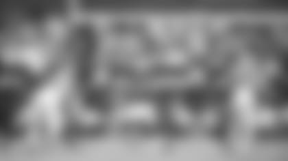 From left: G J.R. Sweezy, C A.Q. Shipley, G Justin Pugh and T D.J. Humphries played in every game in 2019