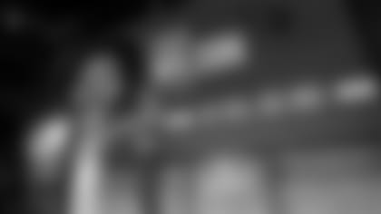 Titans kicker Ryan Succop, right, announces tight end Caleb Wilson as the final pick of the NFL draft on April 27 in Nashville, Tenn. The last pick of the draft is dubbed "Mr. Irrelevant."