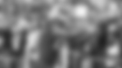 WR Jaron Brown makes a catch pregame during the 2017 season