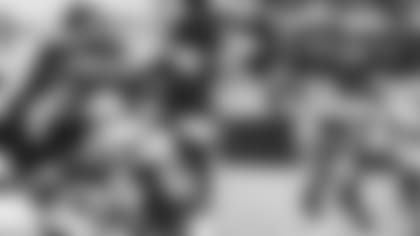 The four young defensive linemen working on the craft in training camp (clockwise from top left): Rashard Lawrence, Michael Dogbe, Zach Allen and Leki Fotu.