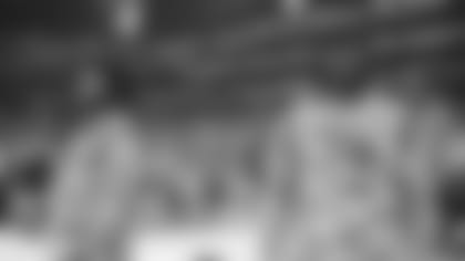 Quarterback Kyler Murray (left) and wide receiver DeAndre Hopkins, in street clothes, before last week's game against the Panthers.