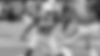 Cornerback Kevin Peterson plays bump-and-run coverage during a game in Cincinnati last season.