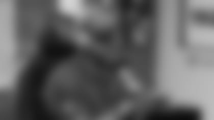 New Cardinals linebacker Jordan Hicks does an interview on "Cards Cover 2" Friday after the team signed him to a four-year contract.