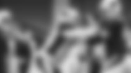 DE Zach Allen goes against G Justin Pugh in a pass-rushing drill.