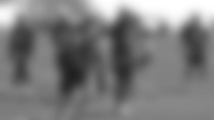 Veteran wide receivers tutor Jerry Sullivan works with Larry Fitzgerald and the Cardinals wideouts at the recent veterans minicamp.