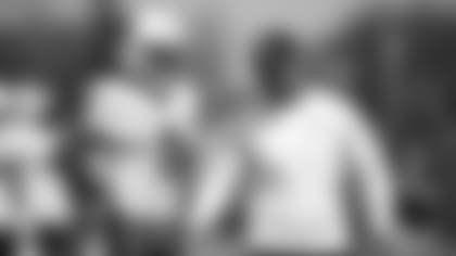 Brown works with wide receivers coach Drew Terrell.