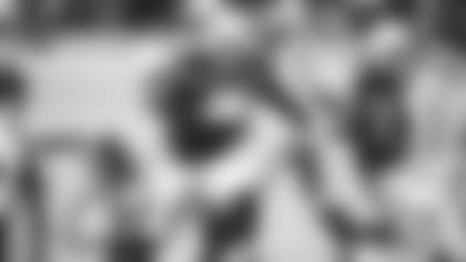 Defensive lineman Corey Peters rushes up the middle against the Seahawks during a home win against Seattle last season.