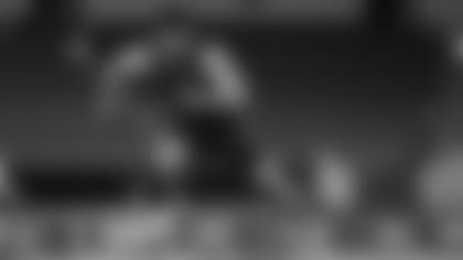 Notre Dame linebacker Drue Tranquill runs a drill at the NFL football scouting combine in Indianapolis, Sunday, March 3, 2019. (AP Photo/Michael Conroy)