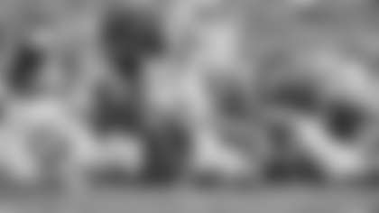 Dallas Cowboys' Emmitt Smith (22) goes over teammate Daryl Johnston (48) for a touching as Chicago Bears' Ron Rivera (59) tries to make the during first quarter NFL playoff action, Sunday Dec. 29, 1991 in Chicago. (AP Photo/Mark Elias)