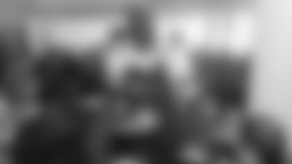 13 November 2012:
of the Dallas Cowboys and the Dallas Cowboys Women's Association serving the team's annual Thanksgiving Day meal at the Salvation Army Carr P. Collins Social Service Center in Dallas, Texas. Photo by James D. Smith