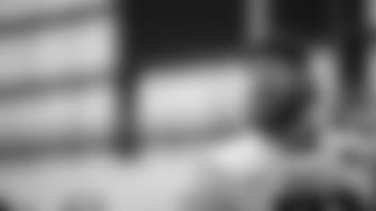 Atlanta Falcons tight end Hayden Hurst #81 looks on during team practice at Atlanta Falcons Headquarters in Flowery Branch, Georgia, on Thursday October 28, 2021. (Photo by Dakota Williams/Atlanta Falcons)