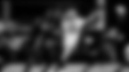 Atlanta Falcons defensive end Dante Fowler Jr. #6 tries to block the quarterback during the game against the New Orleans Saints at Mercedes-Benz Stadium in Atlanta, Georgia on Sunday, January 9, 2022. (Photo by Kyle Hess/Atlanta Falcons)