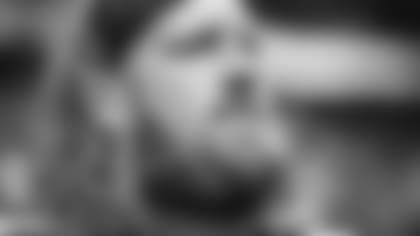 Atlanta Falcons tight end Hayden Hurst #81 is seen during the national anthem prior to a game against the Carolina Panthers at Mercedes-Benz Stadium in Atlanta, Georgia on Sunday, October 31, 2021. (Photo by Brandon Magnus/Atlanta Falcons)