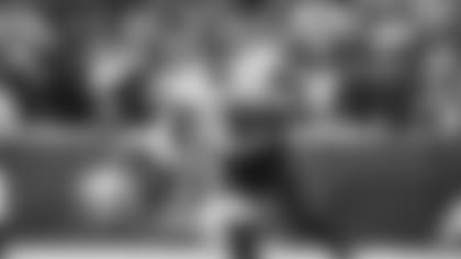 Atlanta Falcons tight end Kyle Pitts #8 runs after catching a pass during the first half against the Buffalo Bills at Highmark Stadium in Orchard Park, New York on Sunday, January 2, 2022. (Photo by Bryan Bennett/Atlanta Falcons)