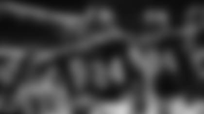 Atlanta Falcons cornerback A.J. Terrell #24 celebrates after an interception during the second half against the New England Patriots at Mercedes-Benz Stadium in Atlanta, Georgia on Thursday, November 18, 2021. (Photo by Brandon Magnus/Atlanta Falcons)