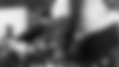 Atlanta Falcons outside linebacker Jacob Tuioti-Mariner #91 lines up before the start of a play during AT&T Atlanta Falcons Training Camp at Atlanta Falcons Headquarters in Flowery Branch, Georgia, on Wednesday September 1, 2021. (Photo by Dakota Williams/Atlanta Falcons)